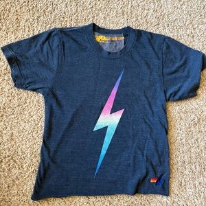 Aviator Nation BOLT BOYFRIEND TEE - RAINBOW PINK